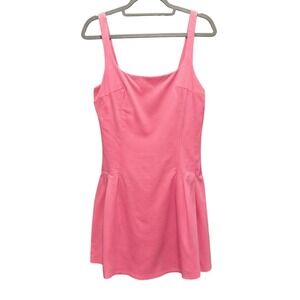 Zara Pink Pleated Mini Dress Square Neck Tank Straps Sleeveless XL (Flaws)